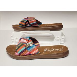 Blowfish Malibu Brown Ankle Strap Leather Wedge Sandals Size 10